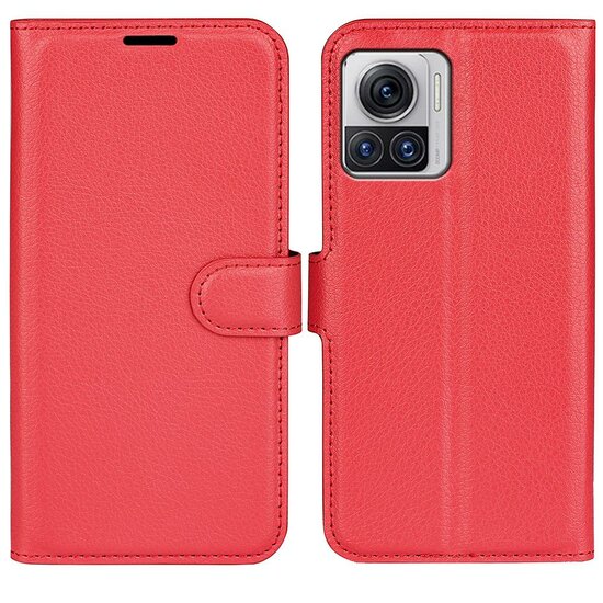 Motorola Edge 30 Ultra Hoesje, MobyDefend Kunstleren Wallet Book Case (Sluiting Voorkant), Rood