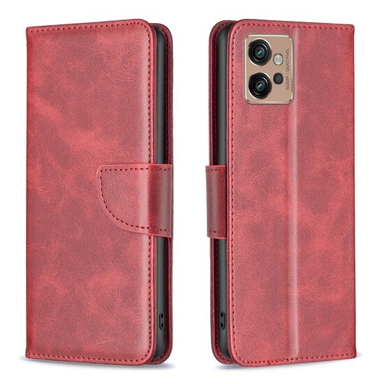 Motorola Moto G32 Hoesje, MobyDefend Wallet Book Case Met Koord, Rood