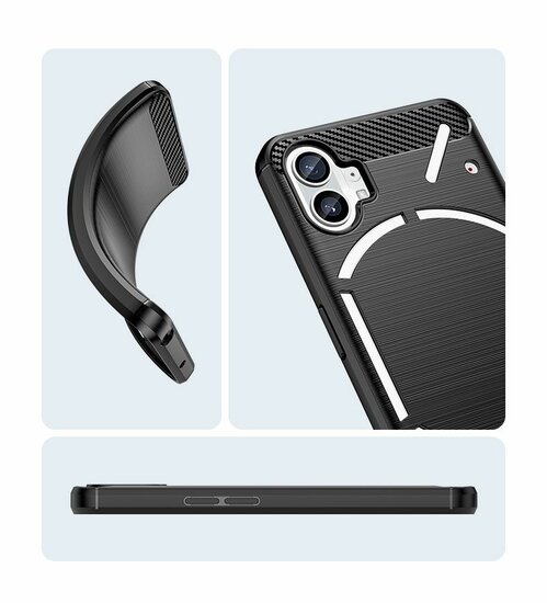 Nothing Phone 1 Hoesje - MobyDefend TPU Backcover - Geborstelde Metaal &amp; Carbon-Look - Rood