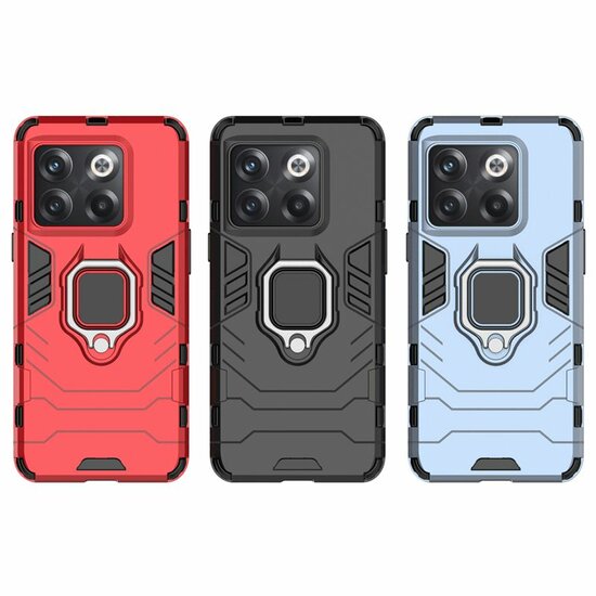 OnePlus 10T Hoesje - MobyDefend Dubbelgelaagde Pantsercase Met Standaard - Rood