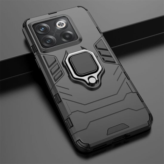 OnePlus 10T Hoesje - MobyDefend Dubbelgelaagde Pantsercase Met Standaard - Rood