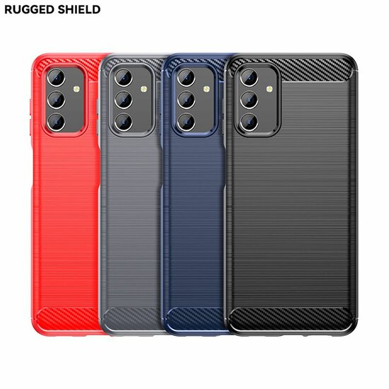 Samsung Galaxy A04s Hoesje, MobyDefend TPU Gelcase, Geborsteld Metaal + Carbonlook, Zwart