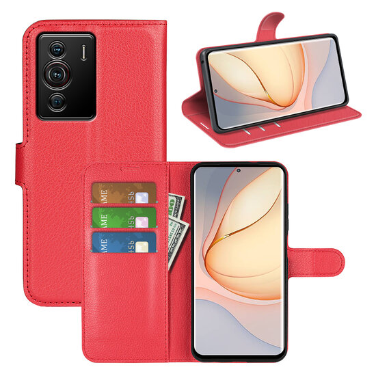 Sony Xperia 5 IV Hoesje, MobyDefend Kunstleren Wallet Book Case (Sluiting Voorkant), Rood