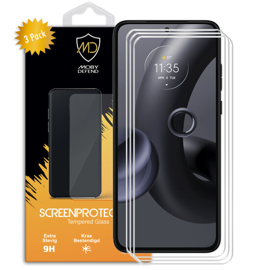3-Pack Motorola Edge 30 Neo Screenprotectors - MobyDefend Case-Friendly Screensaver - Gehard Glas
