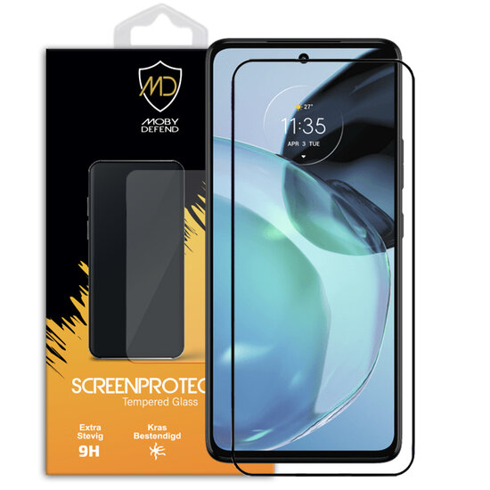 Motorola Moto G72 Screenprotector - MobyDefend Screensaver Met Zwarte Randen - Gehard Glas