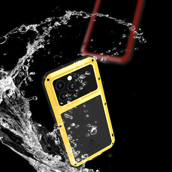 iPhone 14 Pro Max Hoes - Love Mei Metalen Case - Extreme Protection - Zwart