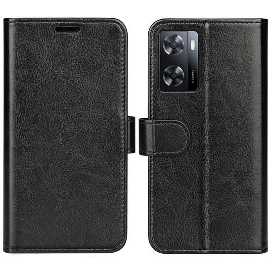 Oppo A57 / A57s / A77 Hoesje - MobyDefend Wallet Book Case (Sluiting Achterkant) - Zwart