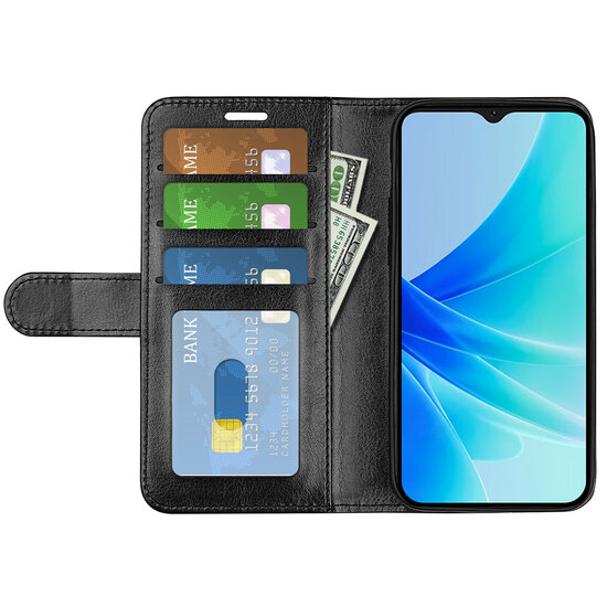 Oppo A57 / A57s / A77 Hoesje - MobyDefend Wallet Book Case (Sluiting Achterkant) - Zwart