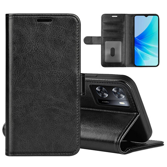 Oppo A57 / A57s / A77 Hoesje, MobyDefend Wallet Book Case (Sluiting Achterkant), Zwart