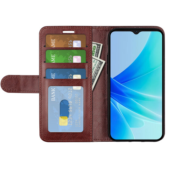 Oppo A57 / A57s / A77 Hoesje - MobyDefend Wallet Book Case (Sluiting Achterkant) - Bruin