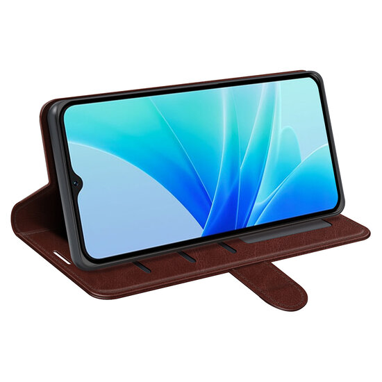 Oppo A57 / A57s / A77 Hoesje - MobyDefend Wallet Book Case (Sluiting Achterkant) - Bruin