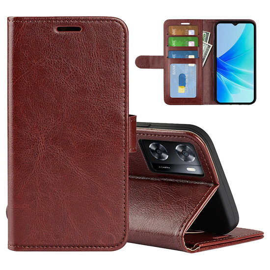 Oppo A57 / A57s / A77 Hoesje, MobyDefend Wallet Book Case (Sluiting Achterkant), Bruin