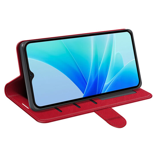 Oppo A57 / A57s / A77 Hoesje - MobyDefend Wallet Book Case (Sluiting Achterkant) - Rood