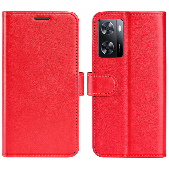 Oppo A57 / A57s / A77 Hoesje, MobyDefend Wallet Book Case (Sluiting Achterkant), Rood
