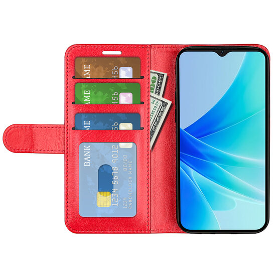 Oppo A57 / A57s / A77 Hoesje - MobyDefend Wallet Book Case (Sluiting Achterkant) - Rood