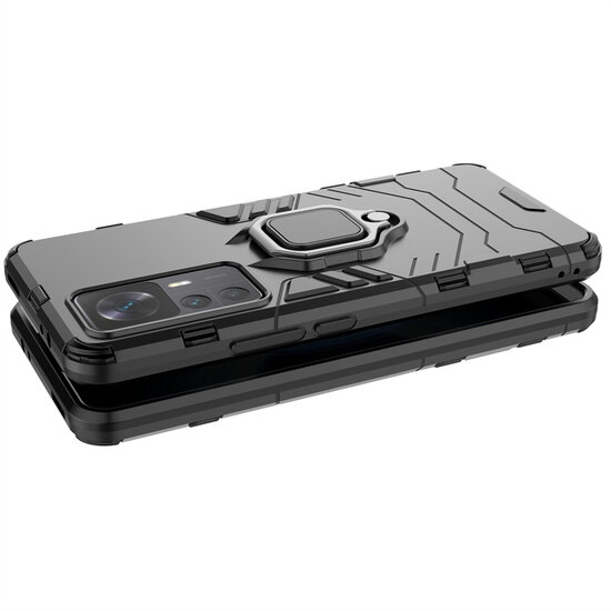 Xiaomi 12T / 12T Pro Hoesje - MobyDefend Dubbelgelaagde Pantsercase Met Standaard - Blauw