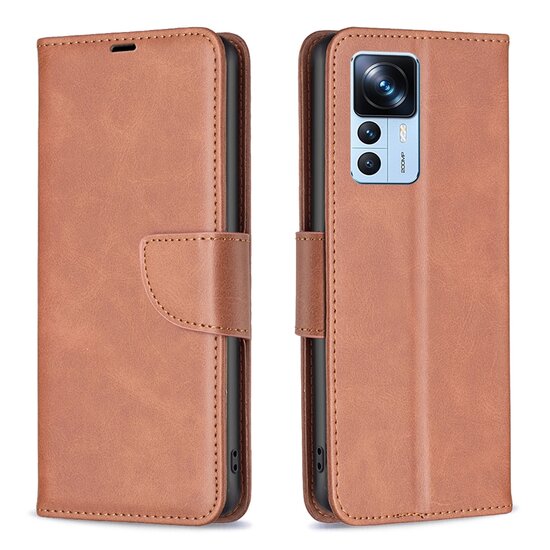 Xiaomi 12T / 12T Pro Hoesje - MobyDefend Wallet Book Case Met Koord - Bruin