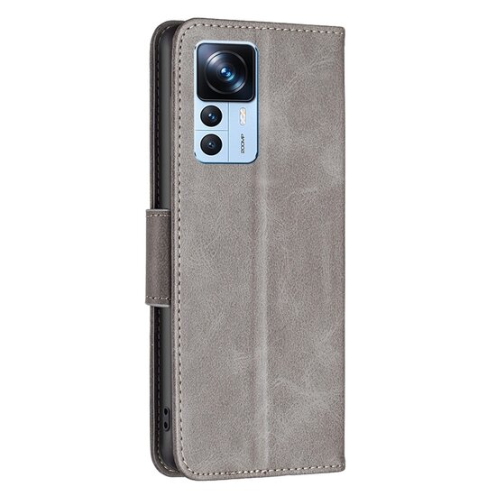 Xiaomi 12T / 12T Pro Hoesje - MobyDefend Wallet Book Case Met Koord - Grijs