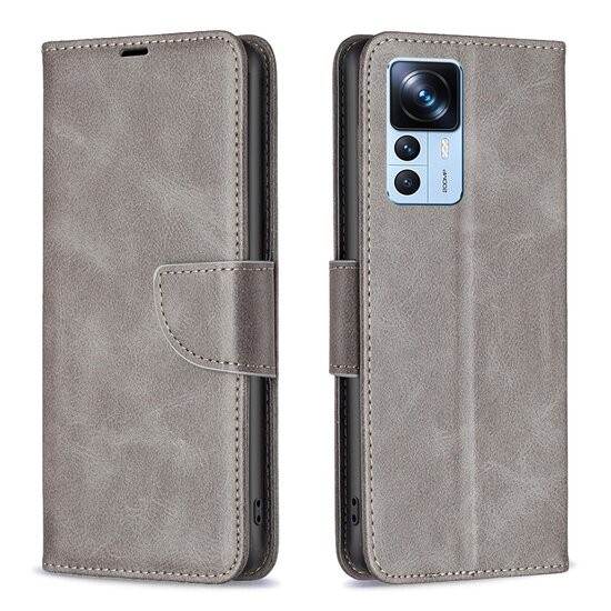 Xiaomi 12T / 12T Pro Hoesje - MobyDefend Wallet Book Case Met Koord - Grijs