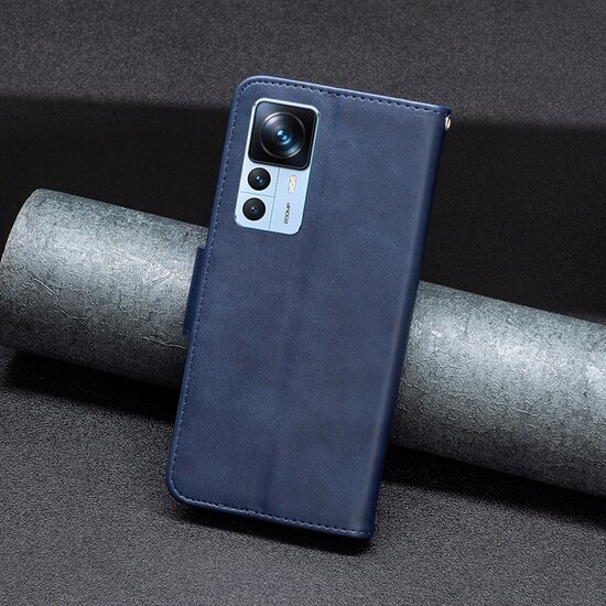 Xiaomi 12T / 12T Pro Hoesje - MobyDefend Wallet Book Case Met Koord - Blauw