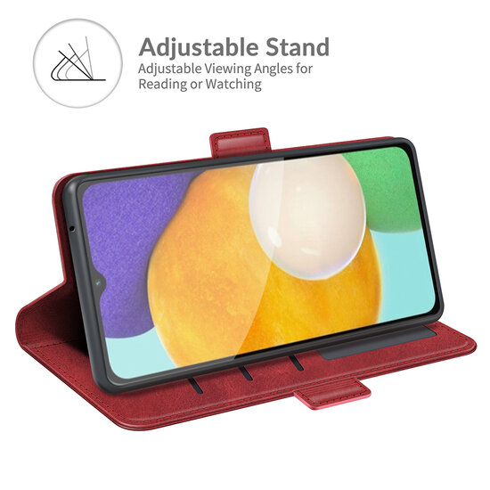 Samsung Galaxy A04s Hoesje - MobyDefend Luxe Wallet Book Case (Sluiting Zijkant) - Rood