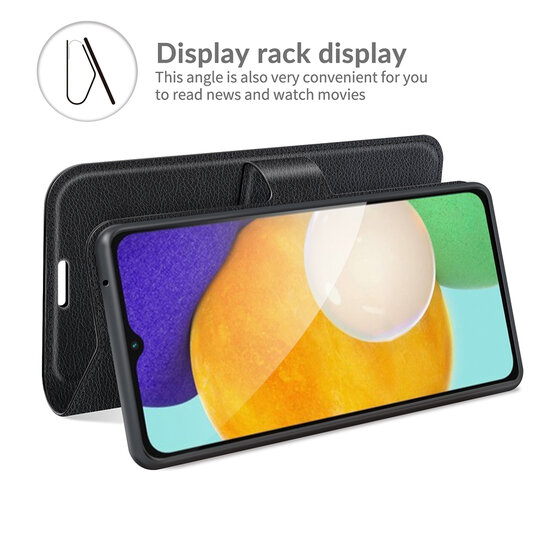 Samsung Galaxy A04s Hoesje, MobyDefend Kunstleren Wallet Book Case (Sluiting Voorkant), Zwart