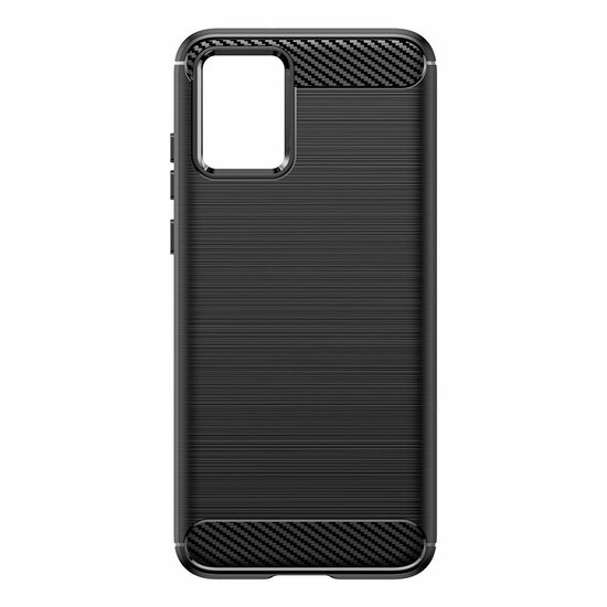 Motorola Edge 30 Neo Hoesje, MobyDefend TPU Gelcase, Geborsteld Metaal + Carbonlook, Zwart