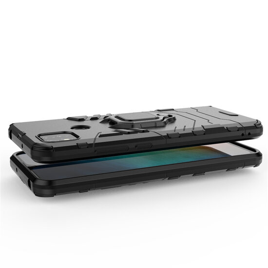 Xiaomi Redmi 10A Hoesje - MobyDefend Dubbelgelaagde Pantsercase Met Standaard - Rood