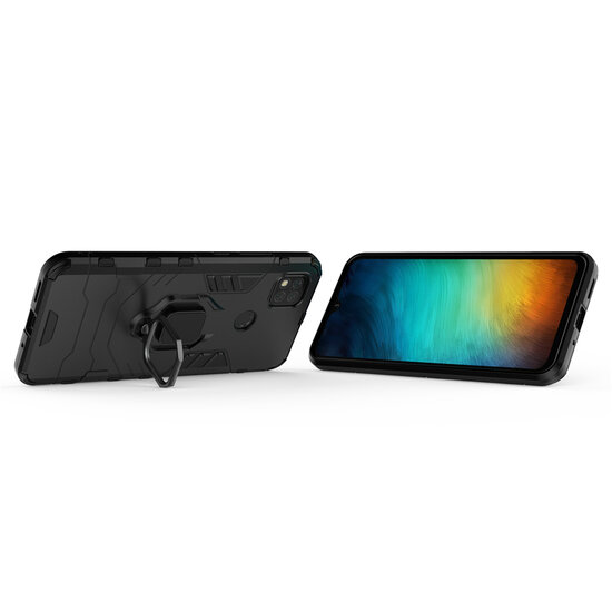 Xiaomi Redmi 10A Hoesje - MobyDefend Dubbelgelaagde Pantsercase Met Standaard - Rood