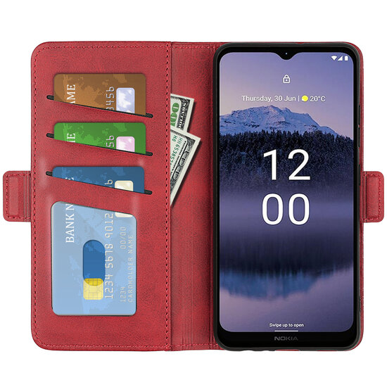 Nokia G11 Plus Hoesje, MobyDefend Luxe Wallet Book Case (Sluiting Zijkant), Rood