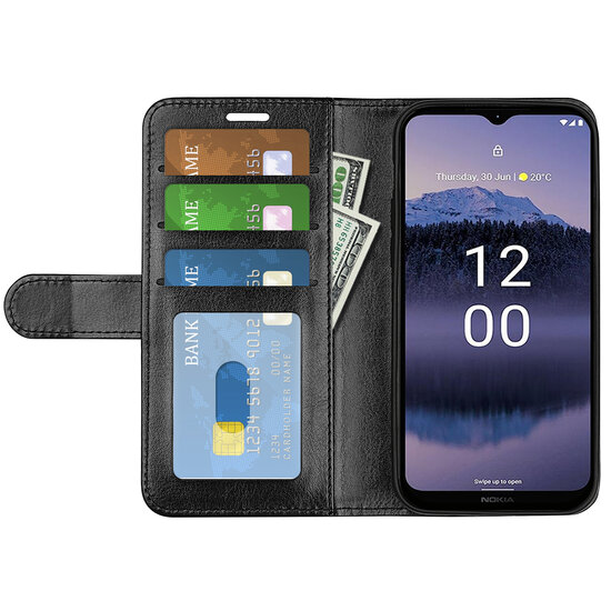 Nokia G11 Plus Hoesje, MobyDefend Wallet Book Case (Sluiting Achterkant), Zwart