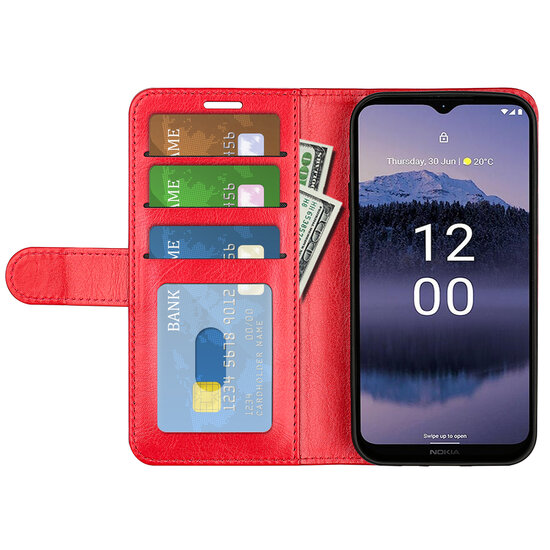 Nokia G11 Plus Hoesje, MobyDefend Wallet Book Case (Sluiting Achterkant), Rood