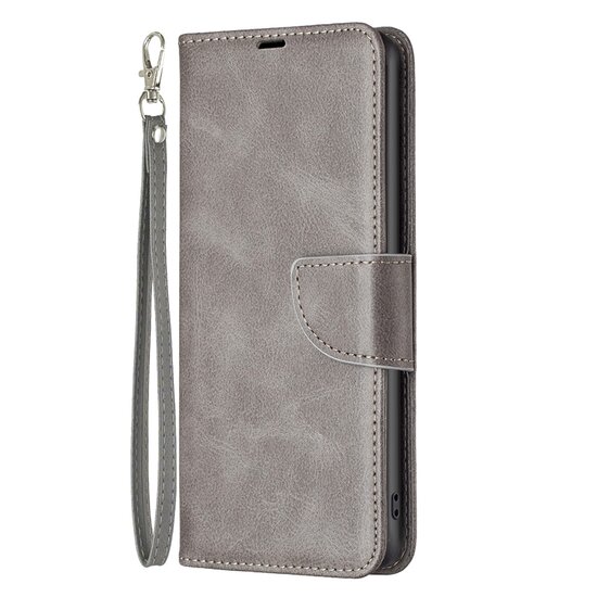 Oppo A17 Hoesje, MobyDefend Wallet Book Case Met Koord, Grijs