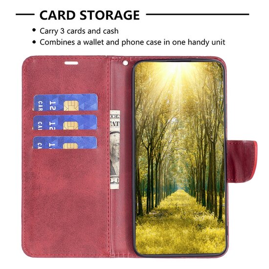 Oppo A17 Hoesje, MobyDefend Wallet Book Case Met Koord, Rood