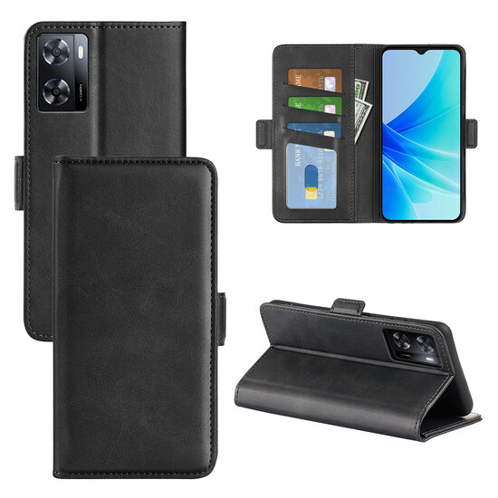 Oppo A57 / A57s / A77 Hoesje - MobyDefend Luxe Wallet Book Case (Sluiting Zijkant) - Zwart