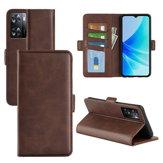 Oppo A57 / A57s / A77 Hoesje - MobyDefend Luxe Wallet Book Case (Sluiting Zijkant) - Bruin