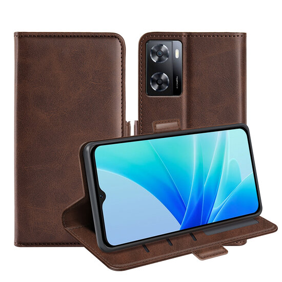 Oppo A57 / A57s / A77 Hoesje, MobyDefend Luxe Wallet Book Case (Sluiting Zijkant), Bruin