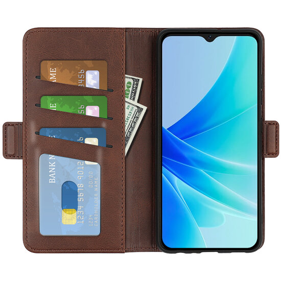 Oppo A57 / A57s / A77 Hoesje, MobyDefend Luxe Wallet Book Case (Sluiting Zijkant), Bruin