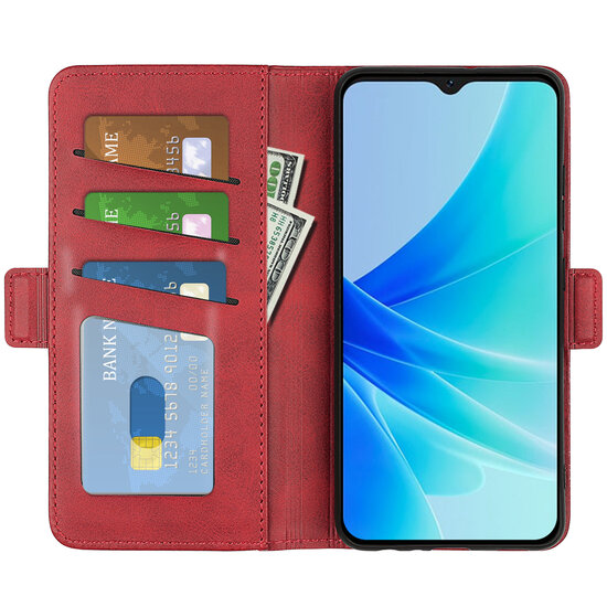 Oppo A57 / A57s / A77 Hoesje, MobyDefend Luxe Wallet Book Case (Sluiting Zijkant), Rood