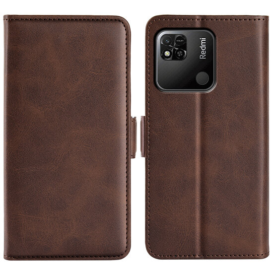 Xiaomi Redmi 10A Hoesje, MobyDefend Luxe Wallet Book Case (Sluiting Zijkant), Bruin