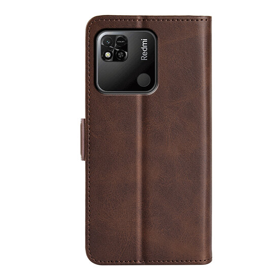 Xiaomi Redmi 10A Hoesje, MobyDefend Luxe Wallet Book Case (Sluiting Zijkant), Bruin