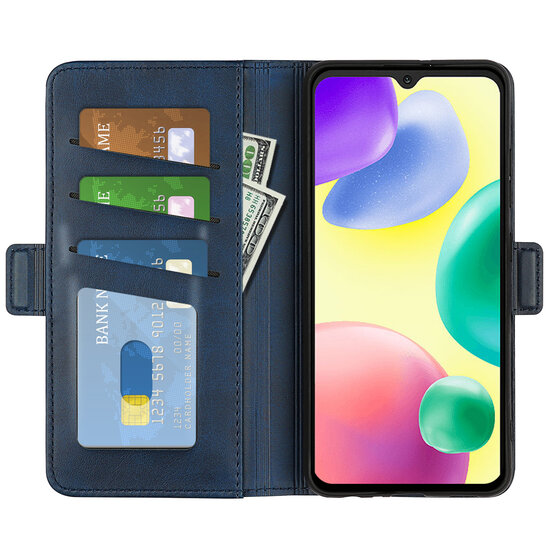 Xiaomi Redmi 10A Hoesje - MobyDefend Luxe Wallet Book Case (Sluiting Zijkant) - Blauw