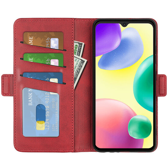 Xiaomi Redmi 10A Hoesje - MobyDefend Luxe Wallet Book Case (Sluiting Zijkant) - Rood