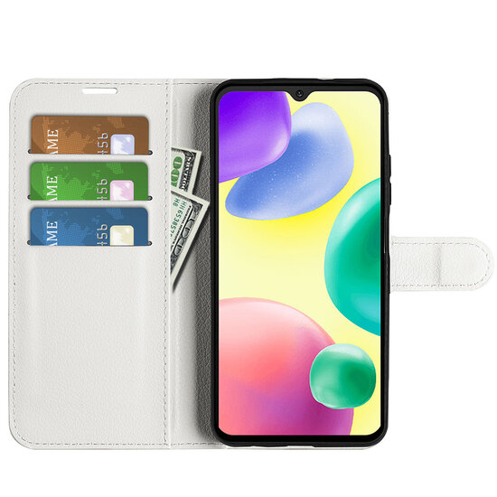 Xiaomi Redmi 10A Hoesje, MobyDefend Kunstleren Wallet Book Case (Sluiting Voorkant), Wit