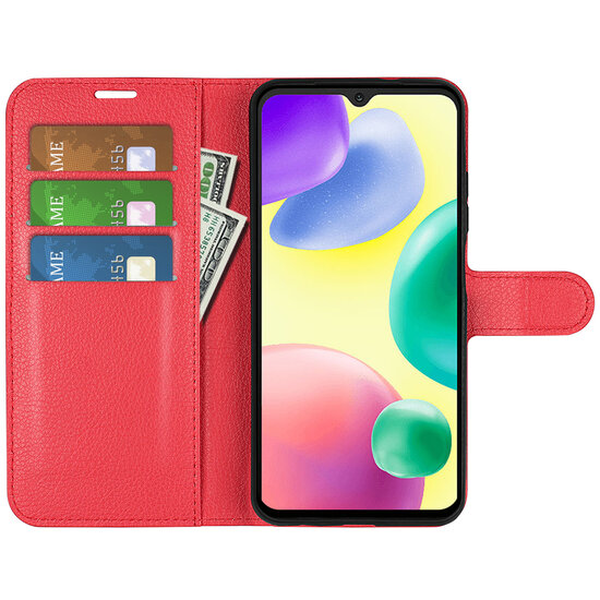Xiaomi Redmi 10A Hoesje - MobyDefend Kunstleren Wallet Book Case (Sluiting Voorkant) - Rood