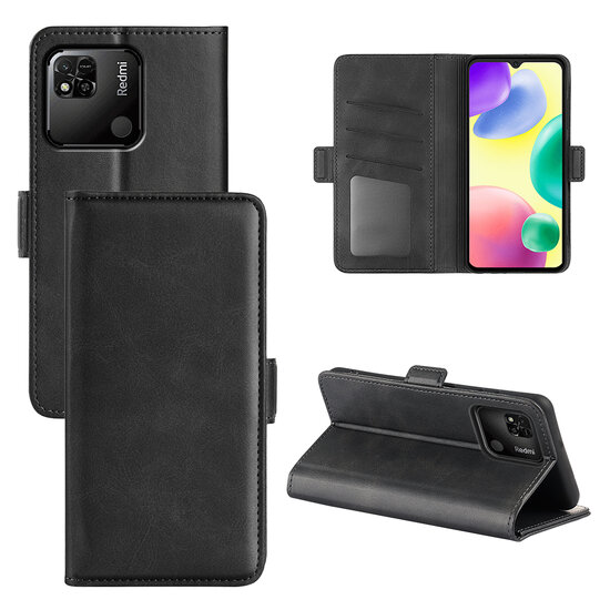 Xiaomi Redmi 10A Hoesje - MobyDefend Luxe Wallet Book Case (Sluiting Zijkant) - Zwart