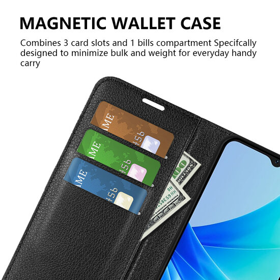 Oppo A57 / A57s / A77 Hoesje - MobyDefend Kunstleren Wallet Book Case (Sluiting Voorkant) - Zwart