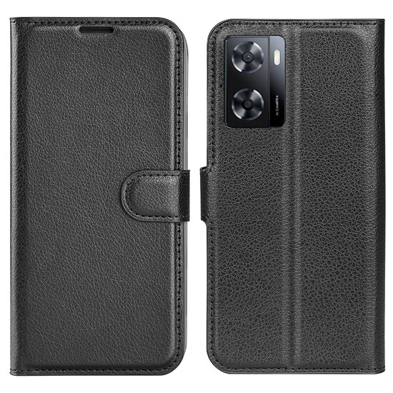 Oppo A57 / A57s / A77 Hoesje - MobyDefend Kunstleren Wallet Book Case (Sluiting Voorkant) - Zwart