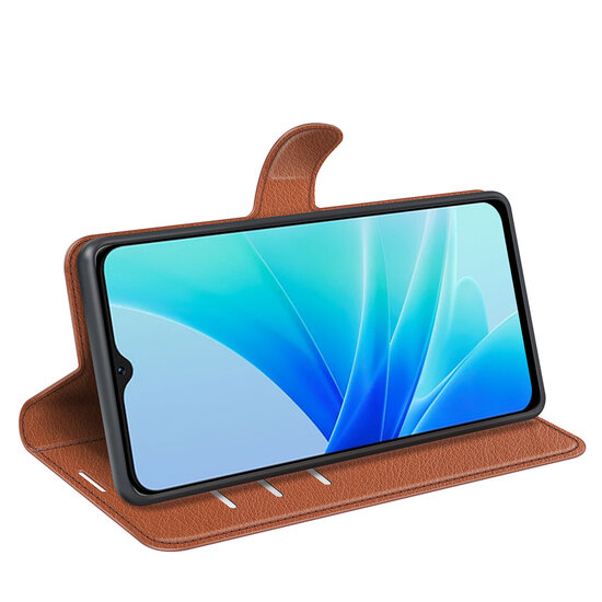 Oppo A57 / A57s / A77 Hoesje - MobyDefend Kunstleren Wallet Book Case (Sluiting Voorkant) - Bruin