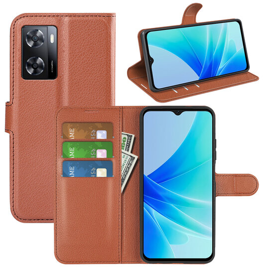 Oppo A57 / A57s / A77 Hoesje, MobyDefend Kunstleren Wallet Book Case (Sluiting Voorkant), Bruin